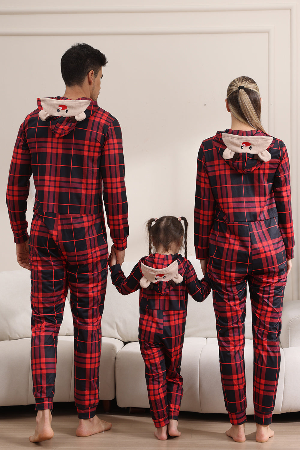 Rød god jul pyjamas for familie hette i ett stykke Pjs ferie pyjamas sett