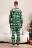 Mørkegrønn hjort og snøfnugg Print Pyjamas Sett for menn og kvinner Par Familie