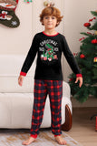 Svart Rød Familie Matchende Pyjamas Voksen Barn Baby Topper og Rutete Bukser Jule Pyjamas Sett