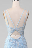 Blå tyll havfrue Prom kjole med Beaded
