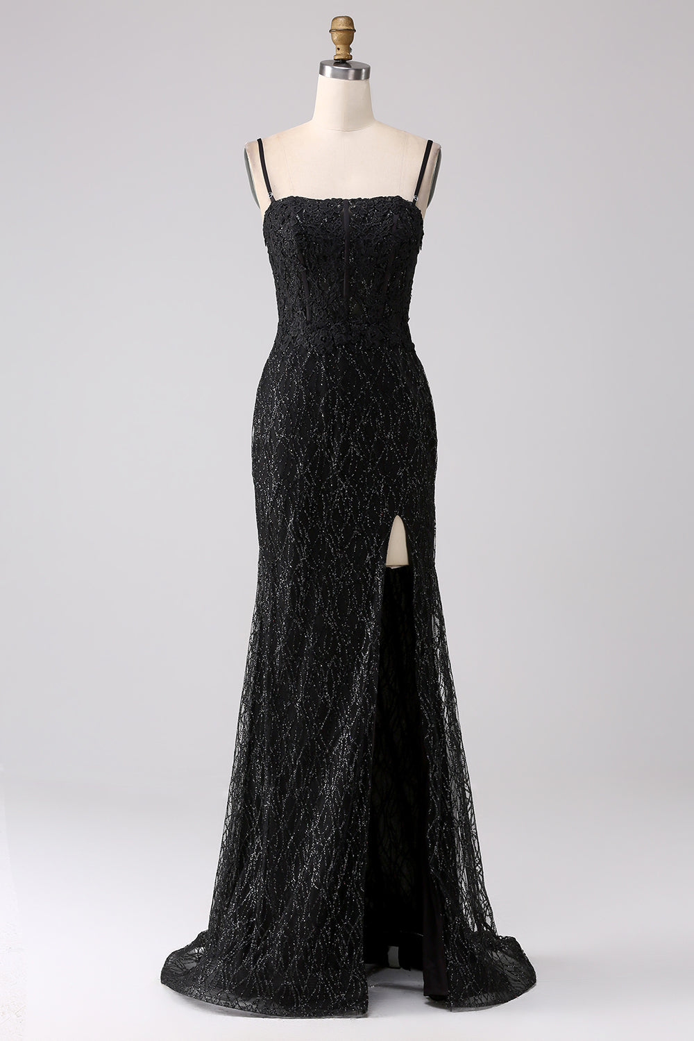 Svart havfrue kald skulder lang ballkjole med spalt