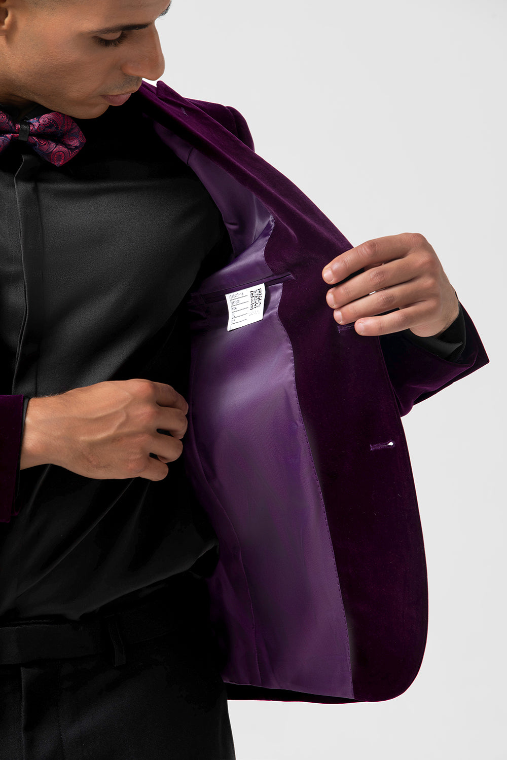 Mørk lilla topp Lapel One Button Velvet Blazer for menn