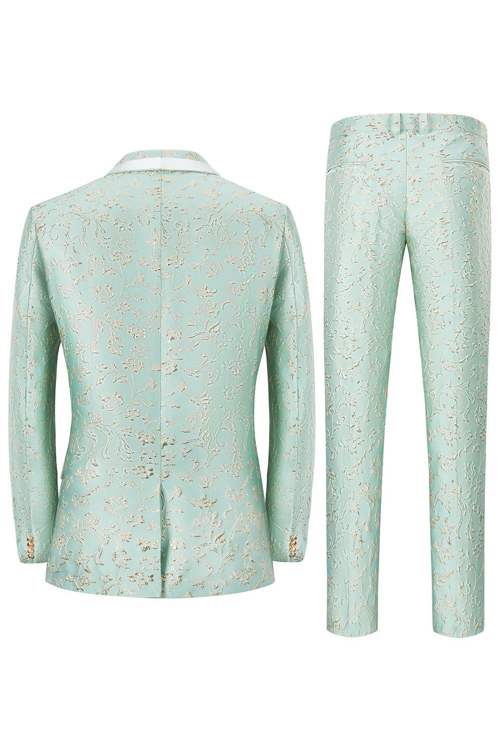Mint Sjal Lapel En knapp Jacquard Menns Prom Suits