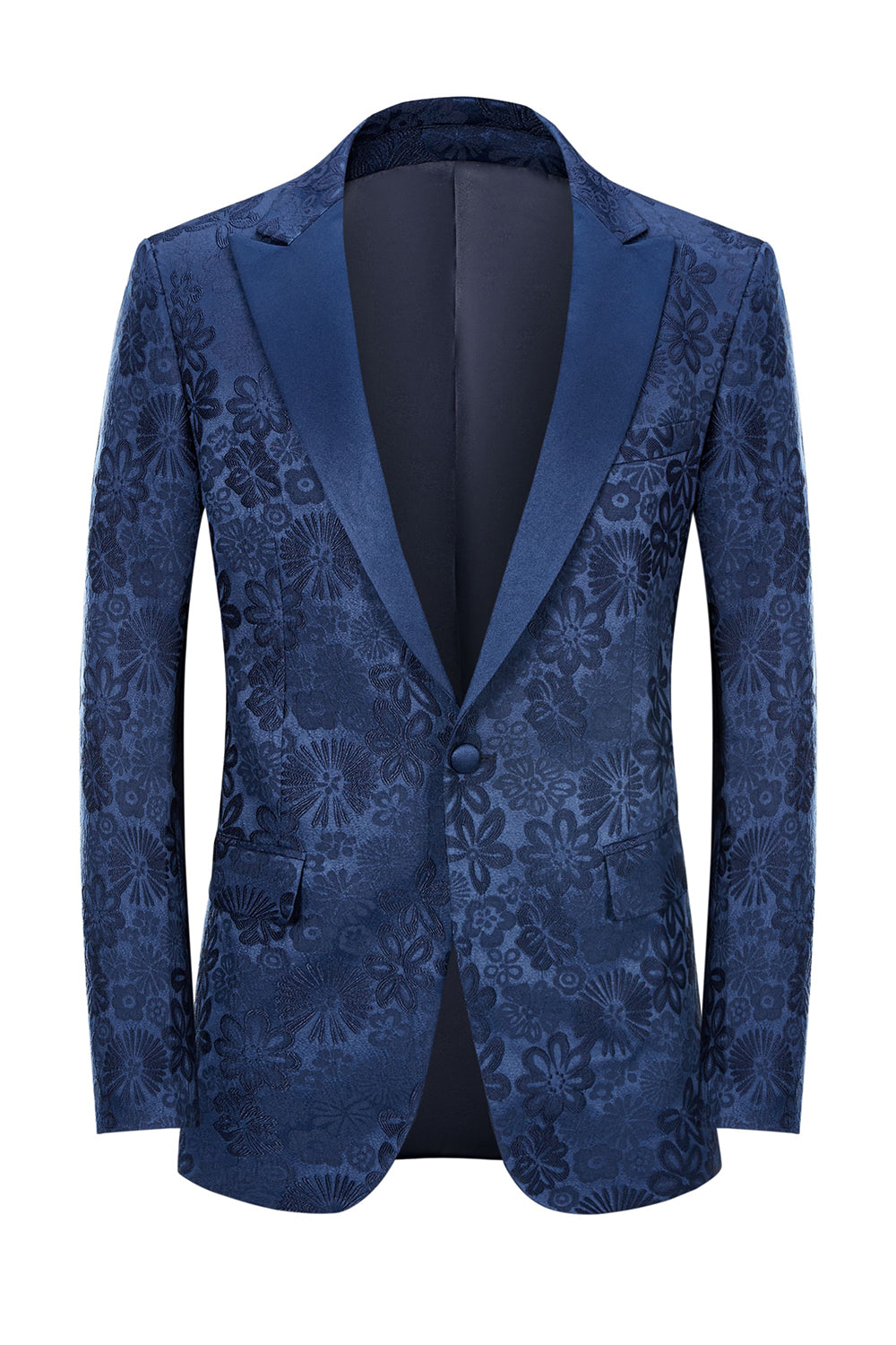 Peak Lapel Black Jacquard Menns Prom Drakter