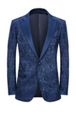 Peak Lapel Black Jacquard Menns Prom Drakter