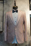 Peak Lapel Black Jacquard Menns Prom Drakter