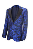 Peak Lapel Jacquard To knapper Royal Blue Single Breasted Menns Prom Blazer