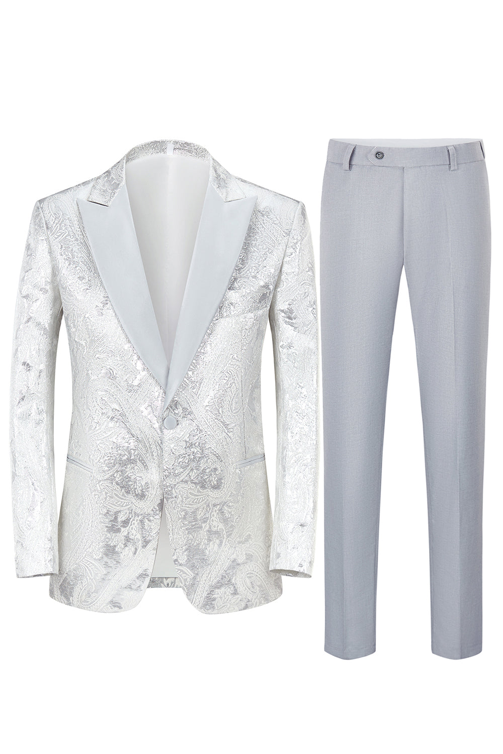 Silver Peak Lapel 2 Piece Prom Suits for menn