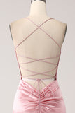 Blush Mermaid Spaghetti stropper Long Prom Dress