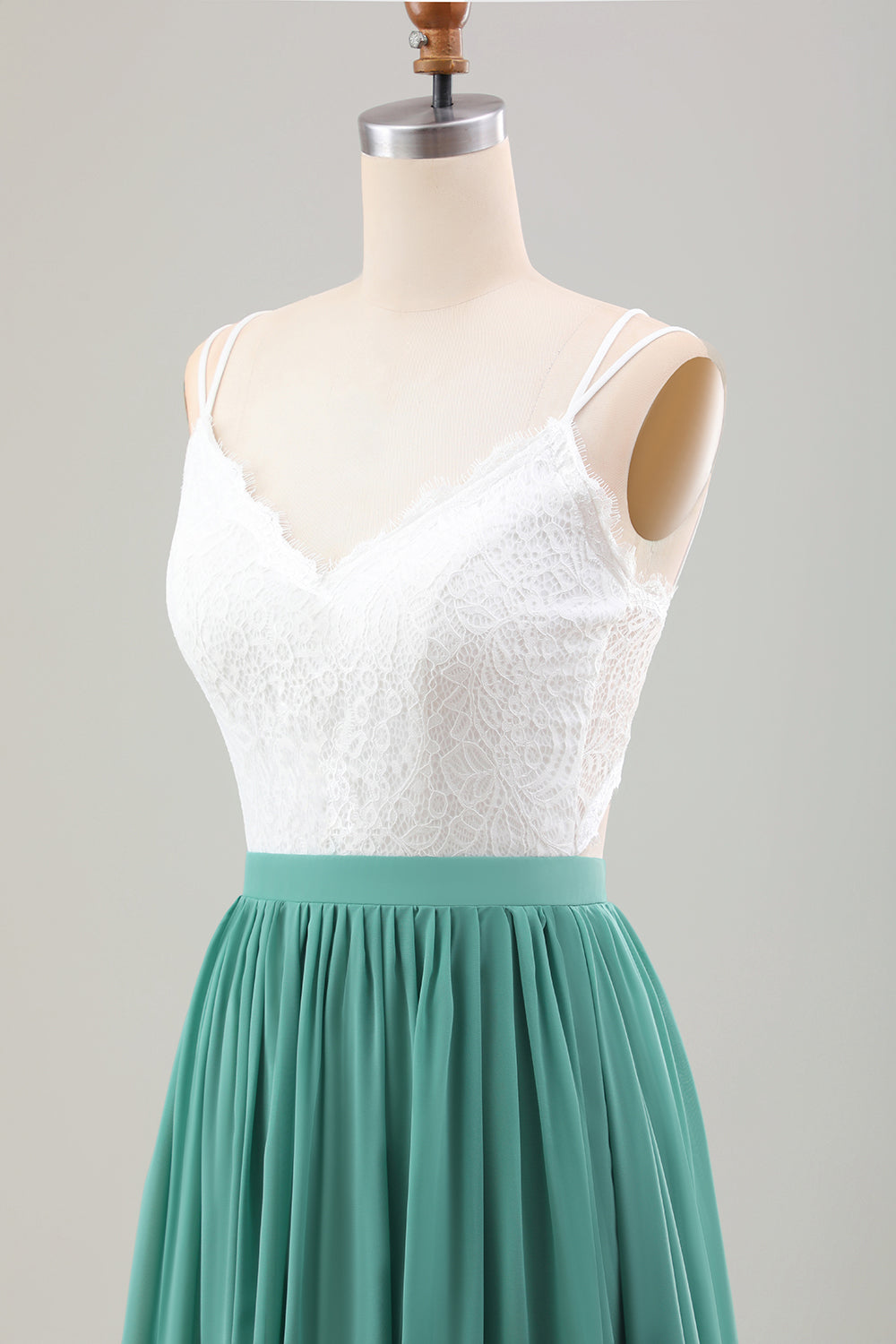 Eukalyptus Åpne tilbake Boho Chiffon Long brudepike kjole med blonder