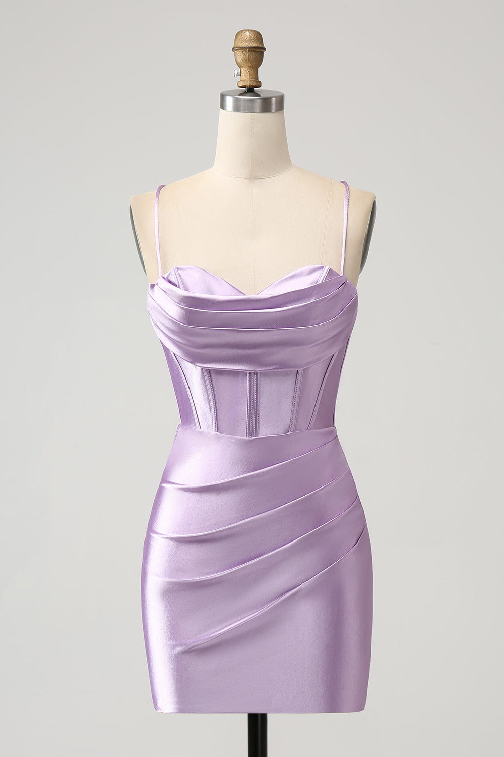 Lilac Bodycon Spaghetti stropper Korsett Sateng Kort Cocktailkjole