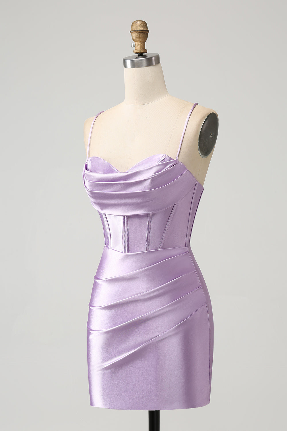 Lilac Bodycon Spaghetti stropper Korsett Sateng Kort Cocktailkjole