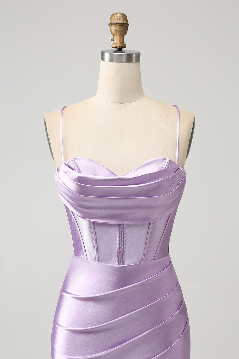 Lilac Bodycon Spaghetti stropper Korsett Sateng Kort Cocktailkjole