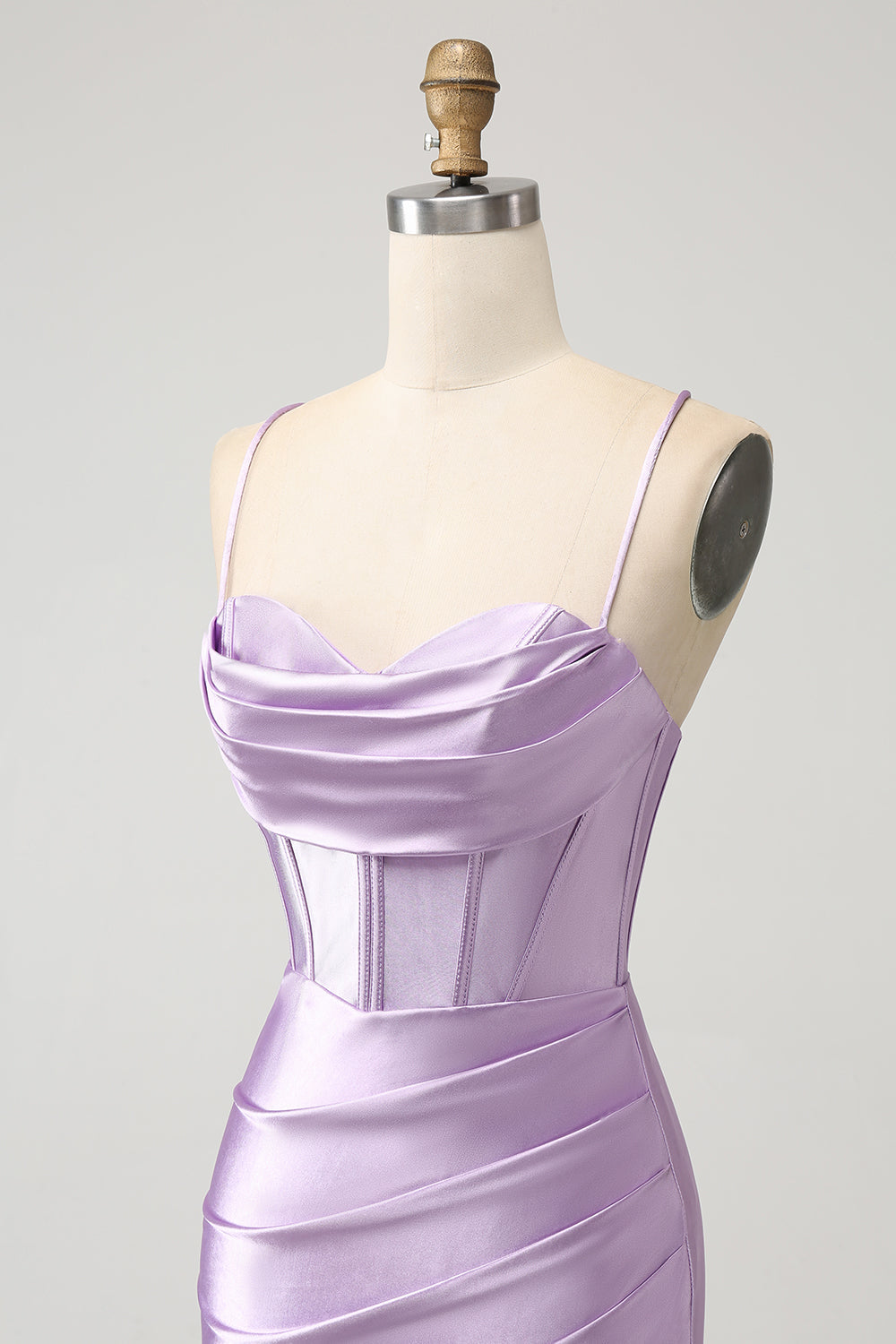 Lilac Bodycon Spaghetti stropper Korsett Sateng Kort Cocktailkjole