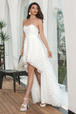 Hvit Høy Lav Blomst Sweetheart Graduation Party Dress
