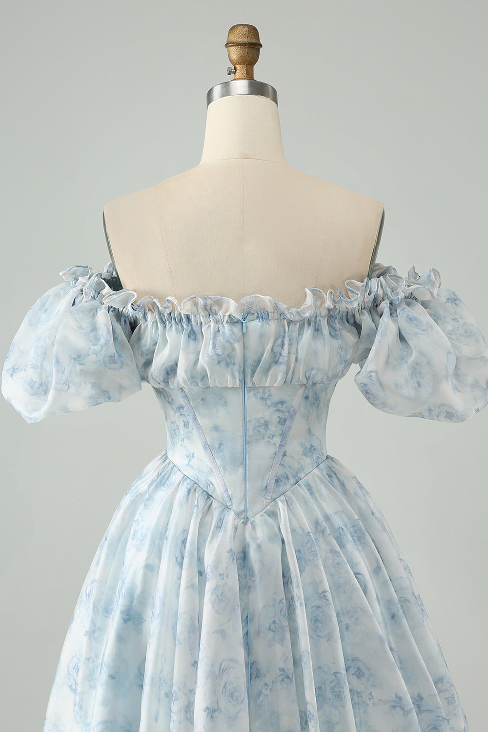 Lysegrønn En linje Firkantet hals Floral Ruffle Kort hjemkomstkjole