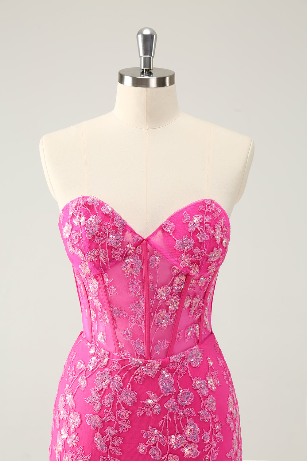 Sparkly Fuchsia Sweetheart Corset Homecoming kjole med applikasjoner
