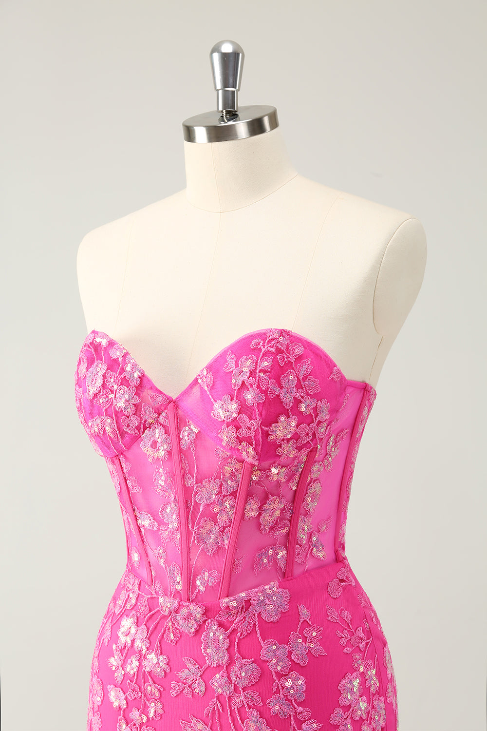 Sparkly Fuchsia Sweetheart Corset Homecoming kjole med applikasjoner