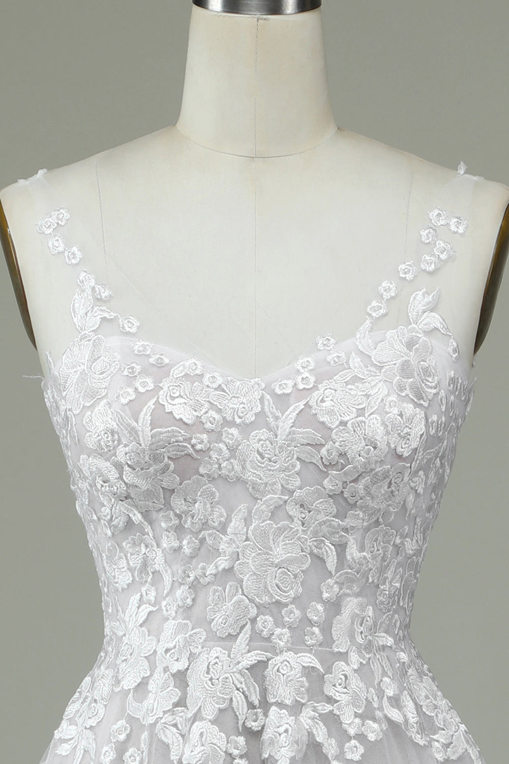 Ivory Tulle ryggløs brudekjole med blonder