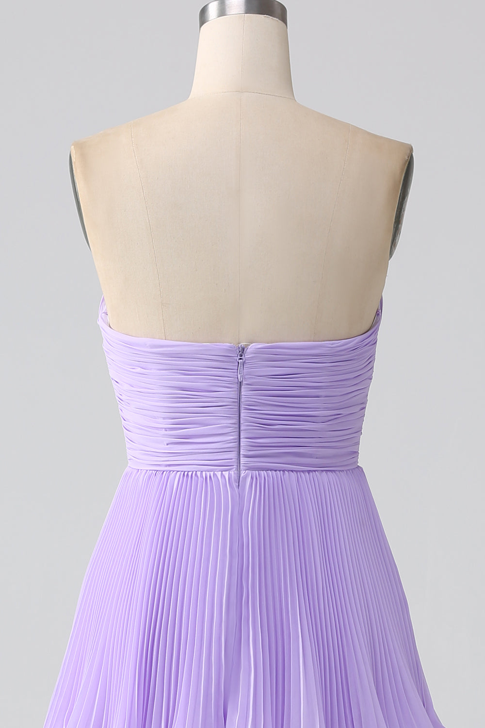 A-Line Sweetheart Lilac Tiered Chiffon Long brudepike kjole med plissert