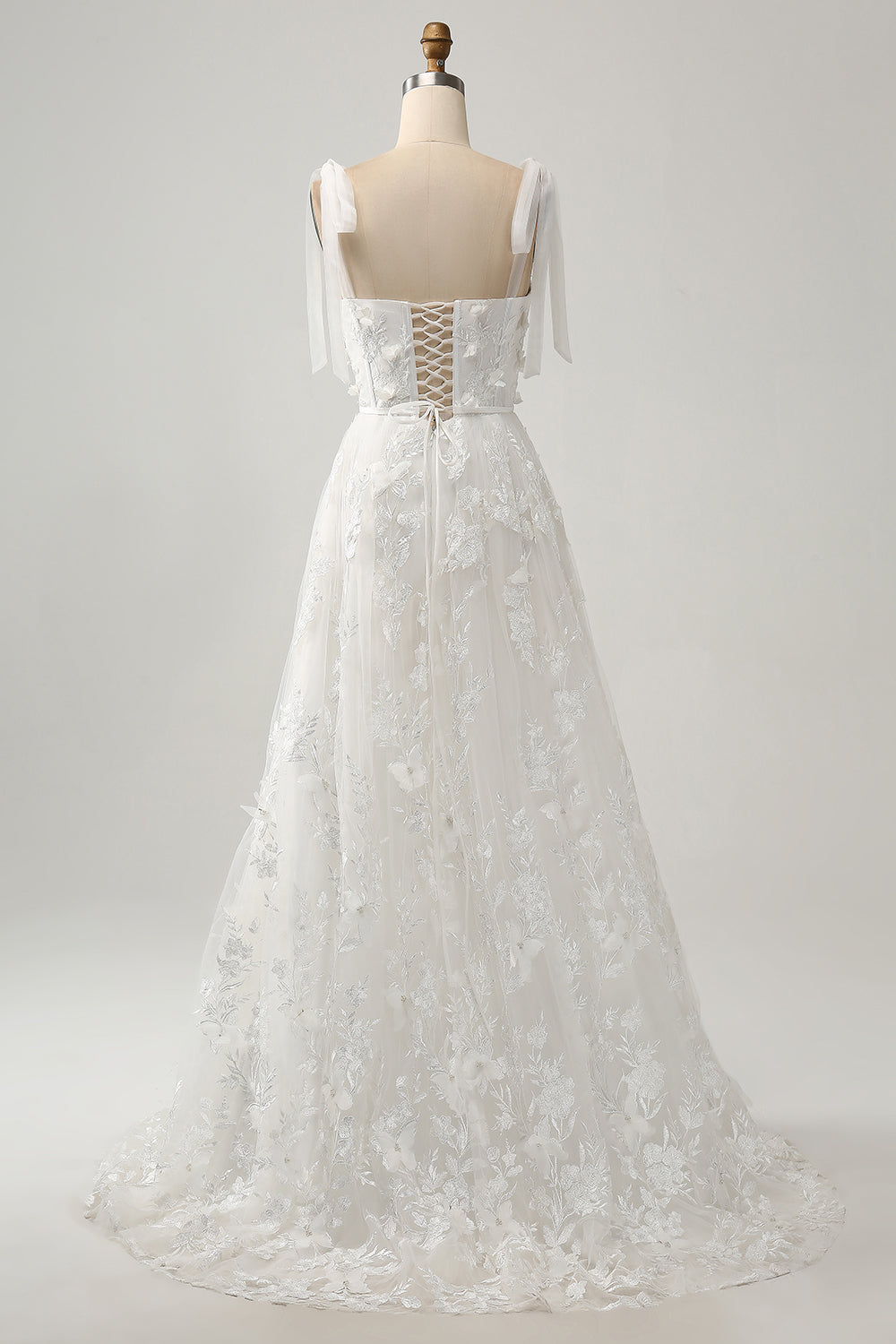 Ivory A-Line Spaghetti stropper brudekjole med Appliques