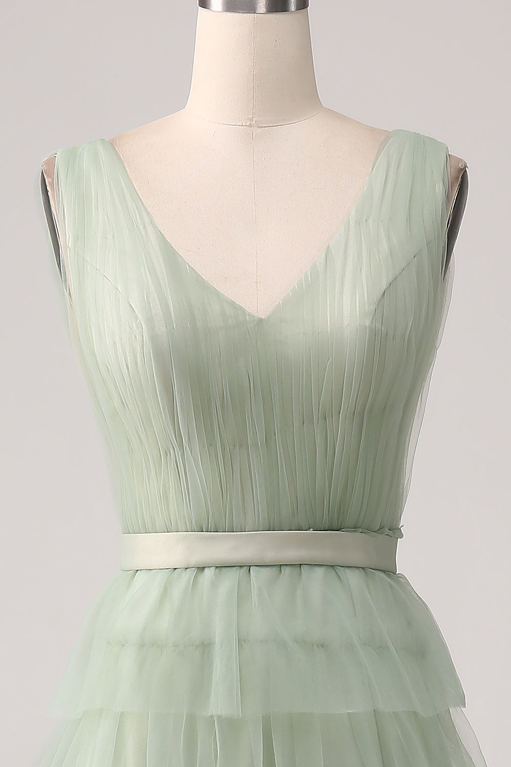 Plissert Tiered Green Prom Dress med Slit