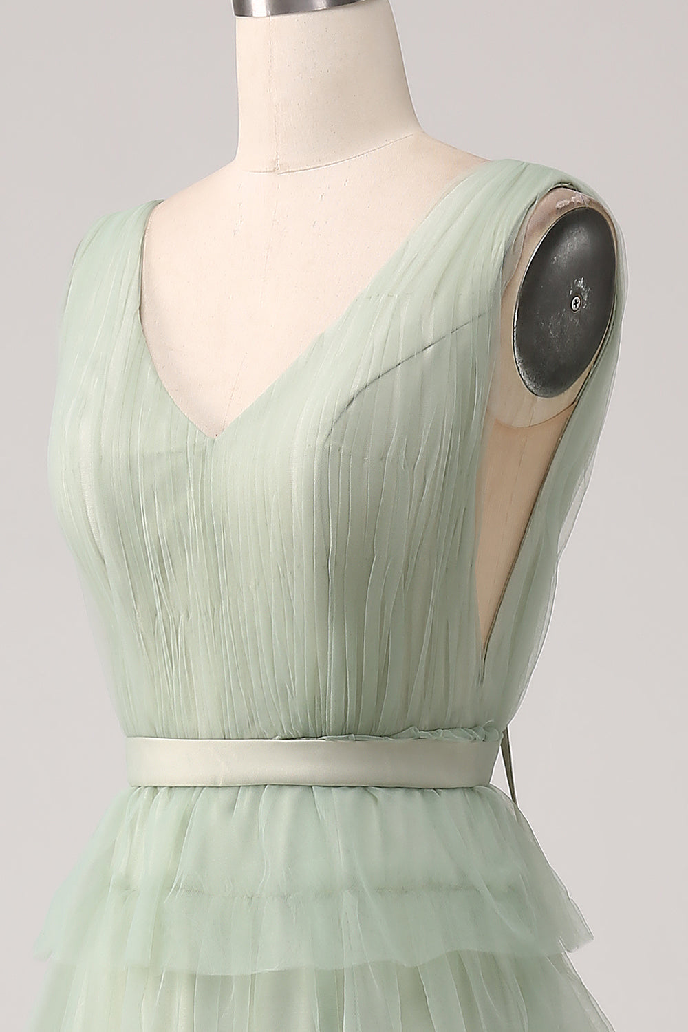 Plissert Tiered Green Prom Dress med Slit