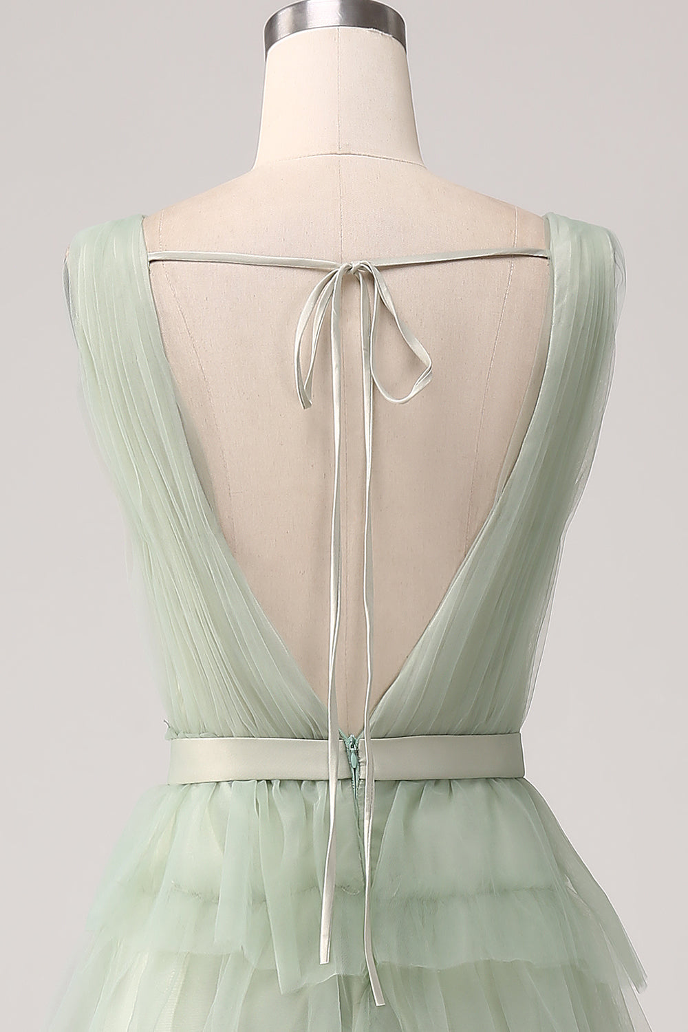 Plissert Tiered Green Prom Dress med Slit