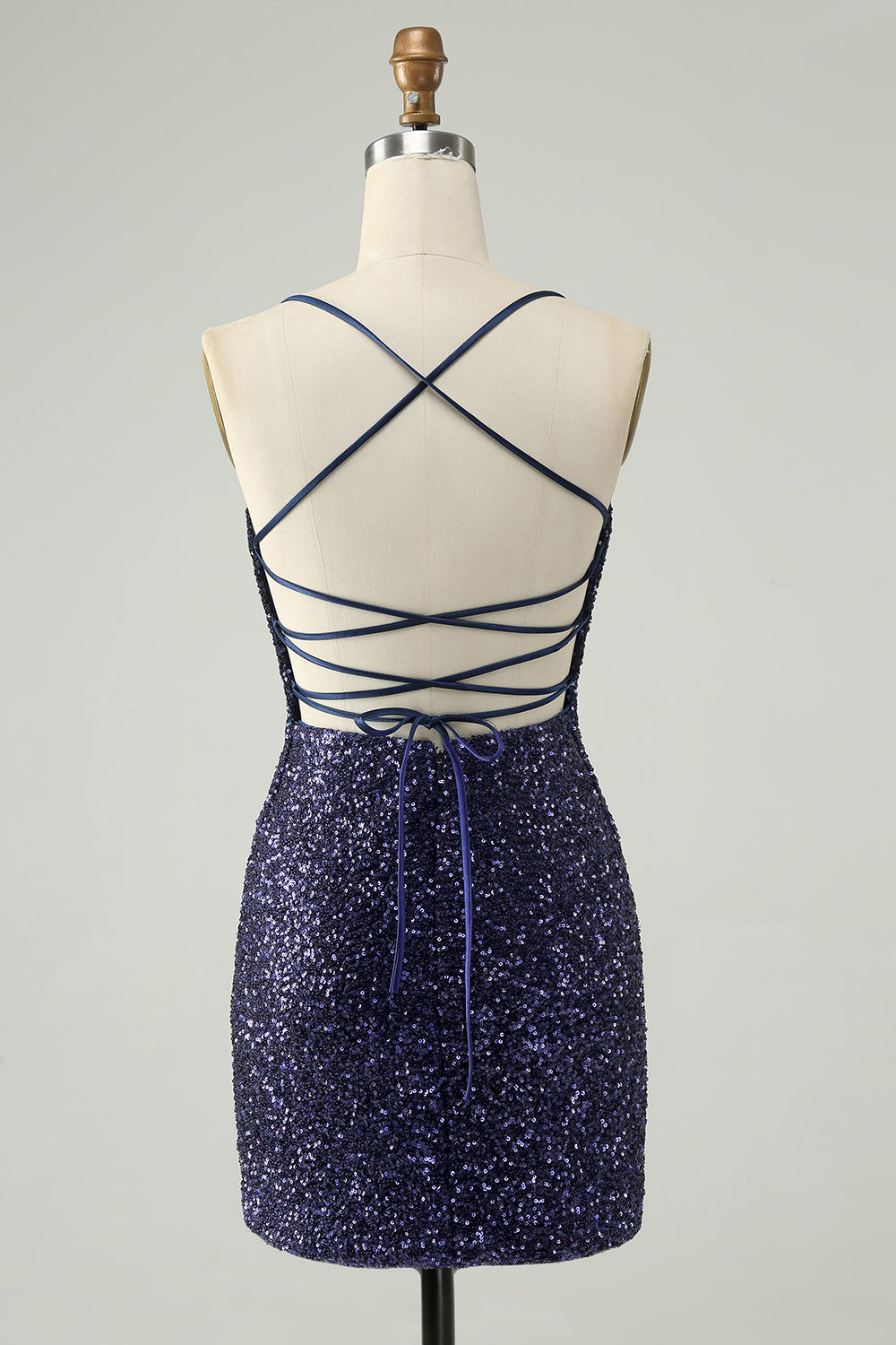 Sparkly Navy paljetter Tight Short Homecoming kjole med frynser