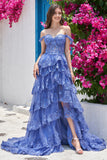 Princess A Line Off the Shoulder Pink Long Prom kjole med Appliques