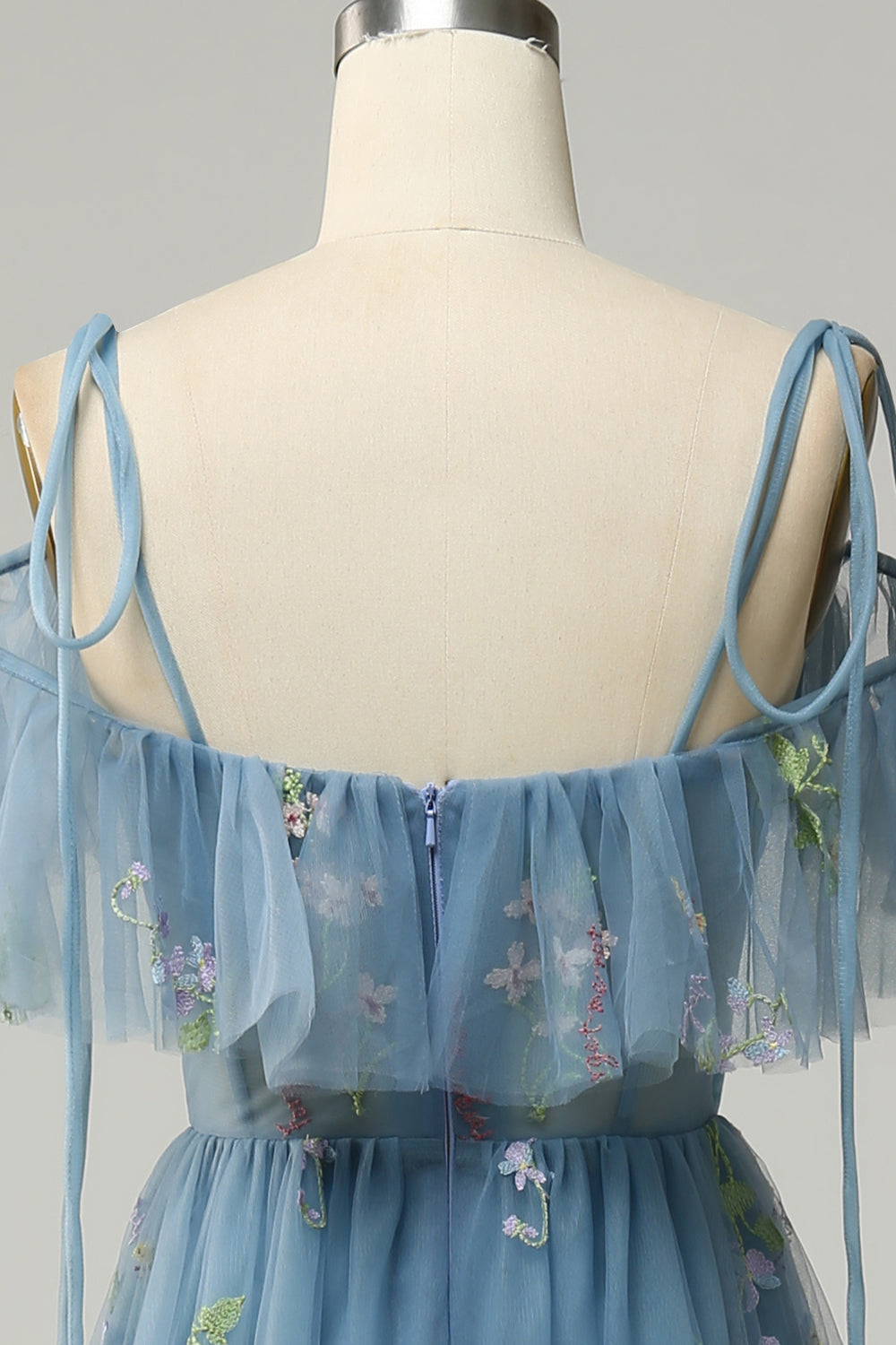 A-Line V-Neck Spaghetti stropper Broderi Lavendel Long Prom Kjole med Slit