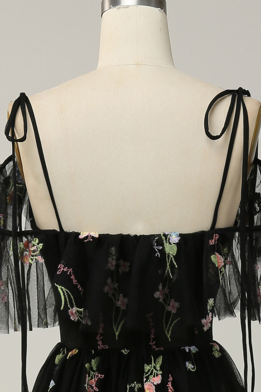 A-Line V-Neck Spaghetti stropper Broderi Lavendel Long Prom Kjole med Slit