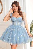 Lavendel Korsett Broderi Kort Homecoming Dress