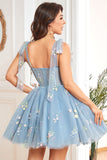 Lavendel Korsett Broderi Kort Homecoming Dress