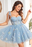 Lavendel Korsett Broderi Kort Homecoming Dress