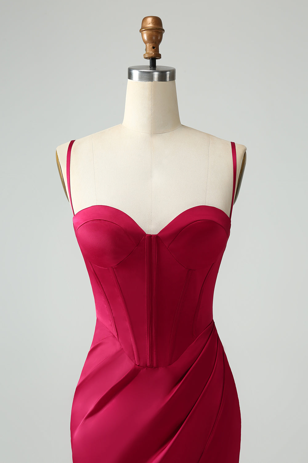 Burgund Mermaid Spaghetti stropper Long Corset Prom Dress med Slit