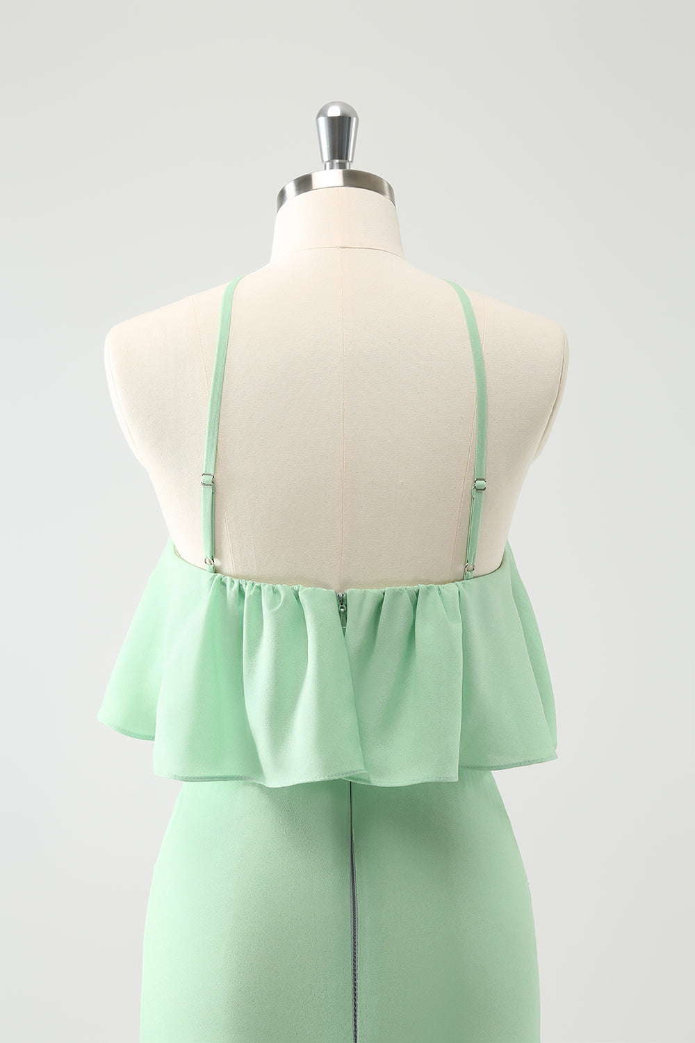 Grønn lagdelt Chiffon havfrue Halter lagdelt brudekjole