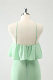 Grønn lagdelt Chiffon havfrue Halter lagdelt brudekjole