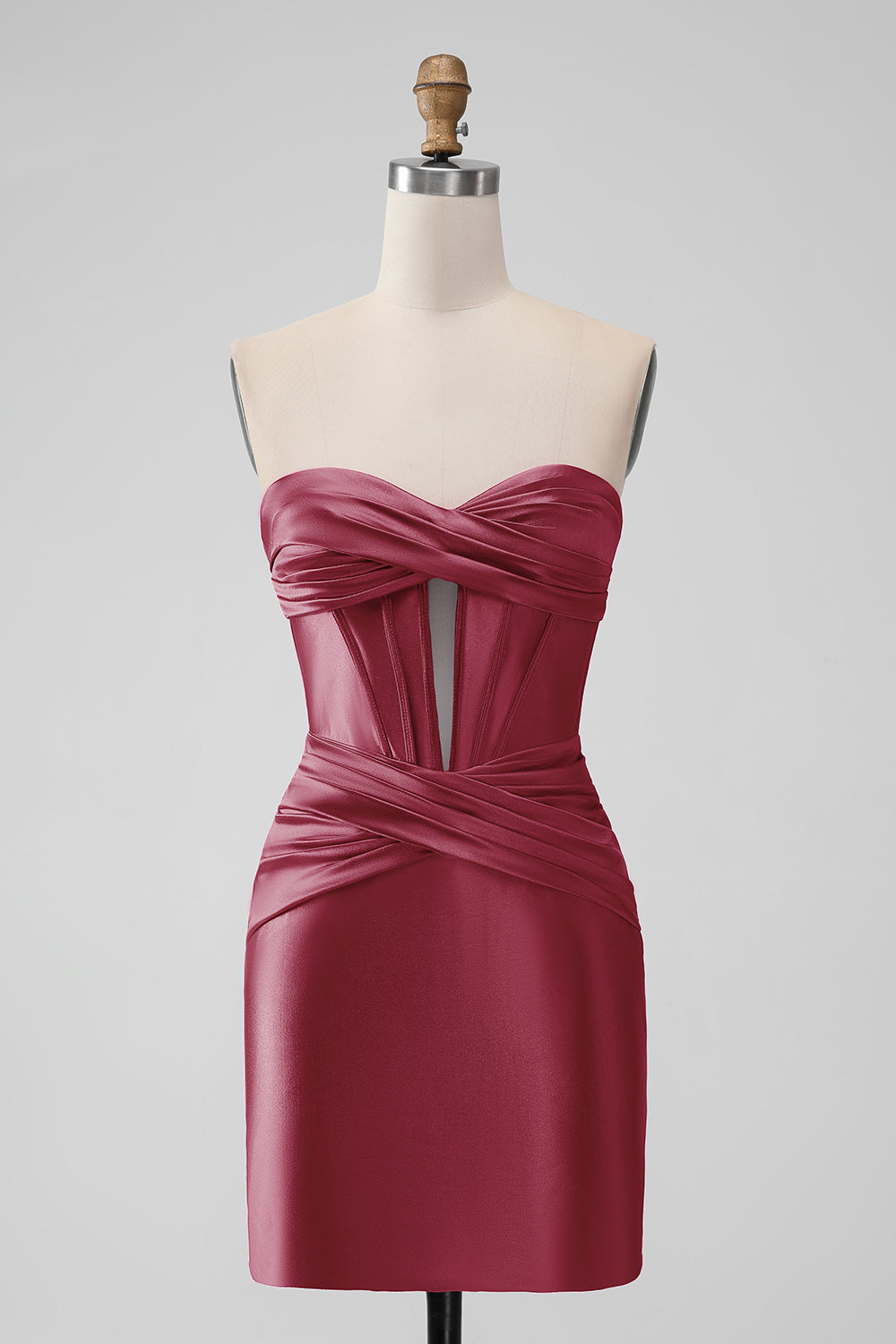 Stilig Fuchsia Bodycon Sweetheart Sateng Korsett Kort Homecoming Kjole