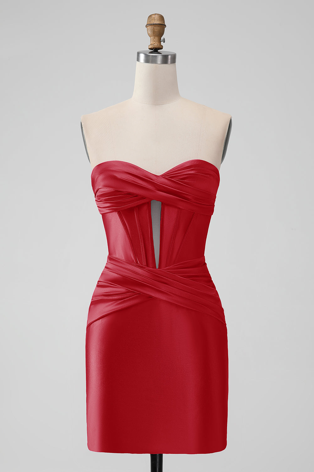Stilig Fuchsia Bodycon Sweetheart Sateng Korsett Kort Homecoming Kjole