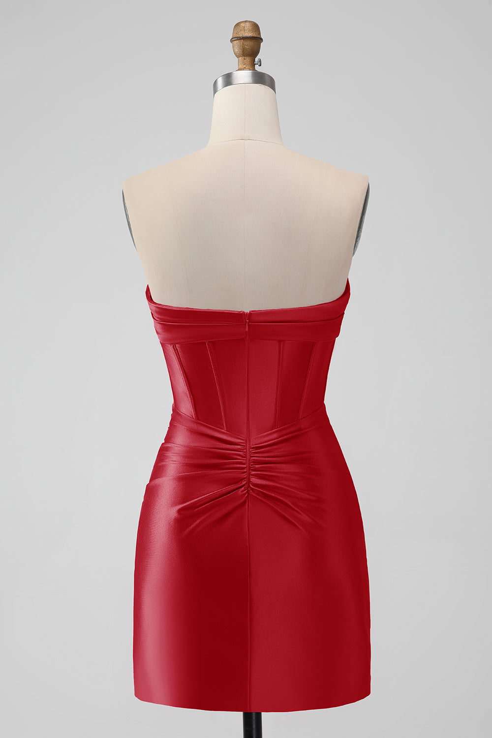 Stilig Fuchsia Bodycon Sweetheart Sateng Korsett Kort Homecoming Kjole
