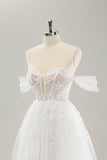Prinsesse Off The Shoulder Sweep Train Tyll Korsett brudekjole med Appliques