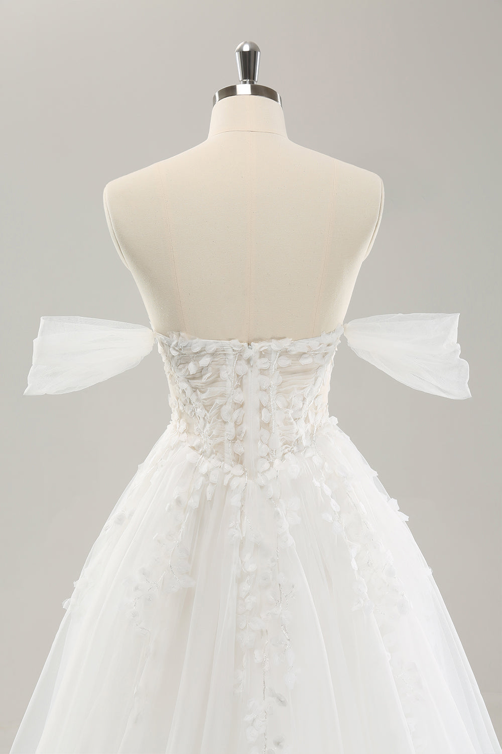 Prinsesse Off The Shoulder Sweep Train Tyll Korsett brudekjole med Appliques