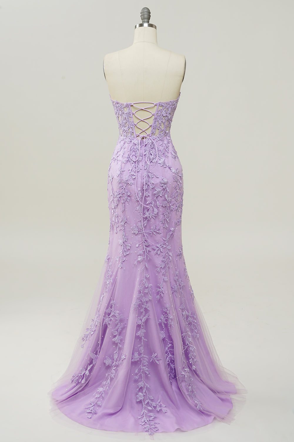 Sweetheart Neck Havfrue Long Purple Prom kjole med Appliques
