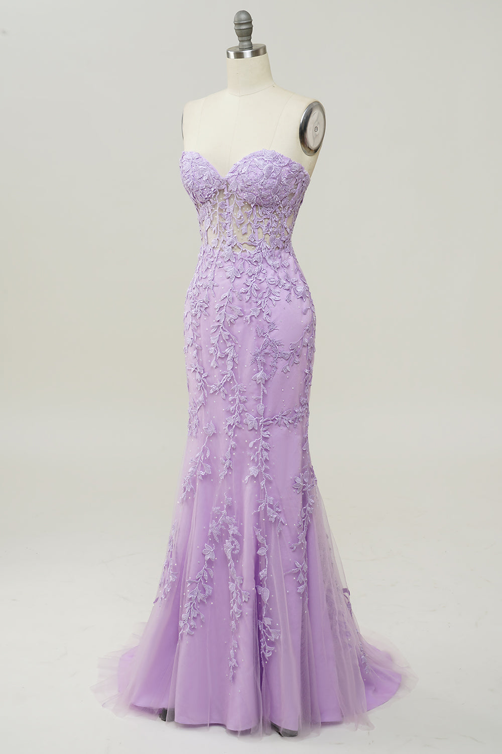 Purple Sweetheart Neck Havfrue Prom kjole Med Appliques