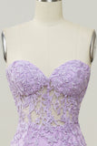 Purple Sweetheart Neck Havfrue Prom kjole Med Appliques