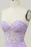 Purple Sweetheart Neck Havfrue Prom kjole Med Appliques