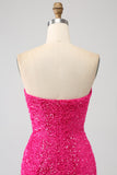 Bling havfrue kjæreste Hot Pink paljetter Lang ballkjole