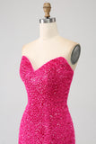 Bling havfrue kjæreste Hot Pink paljetter Lang ballkjole