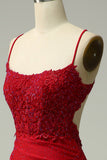 Havfrue Halter Dark Red Prom Kjole med Appliques
